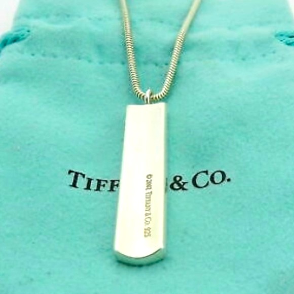 Authentic Rare Vintage Tiffany & Co. 925 Sterling Silver 1837 Bar Pendant - Picture 2 of 13
